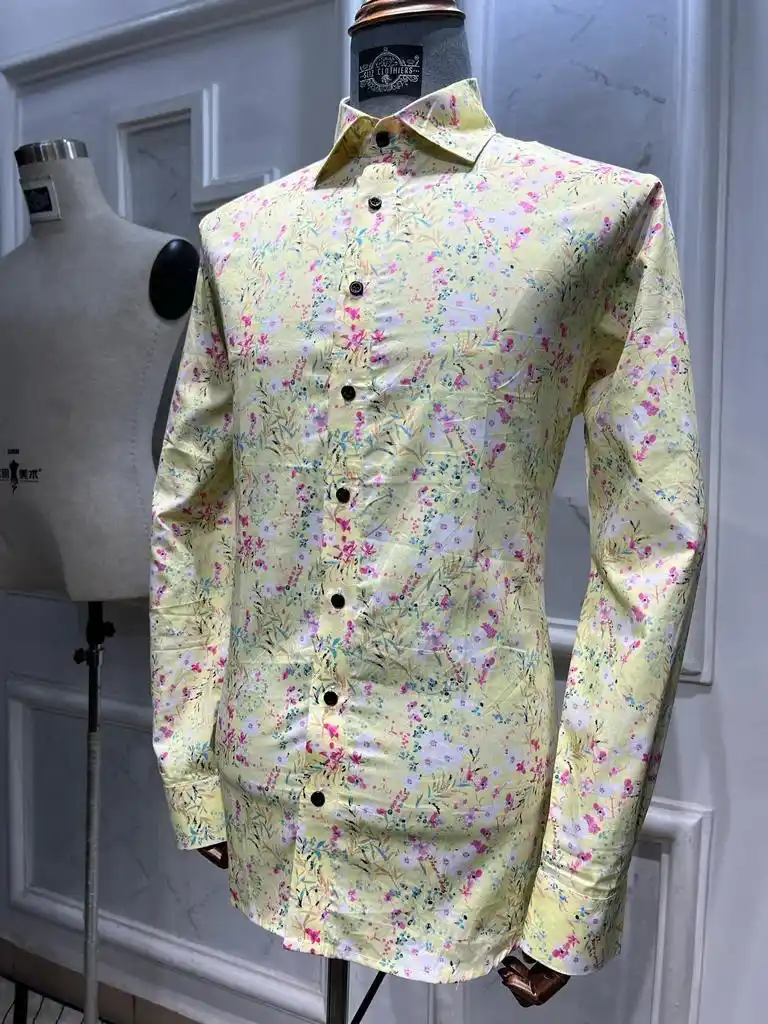 Yellow Floral Print Shirt